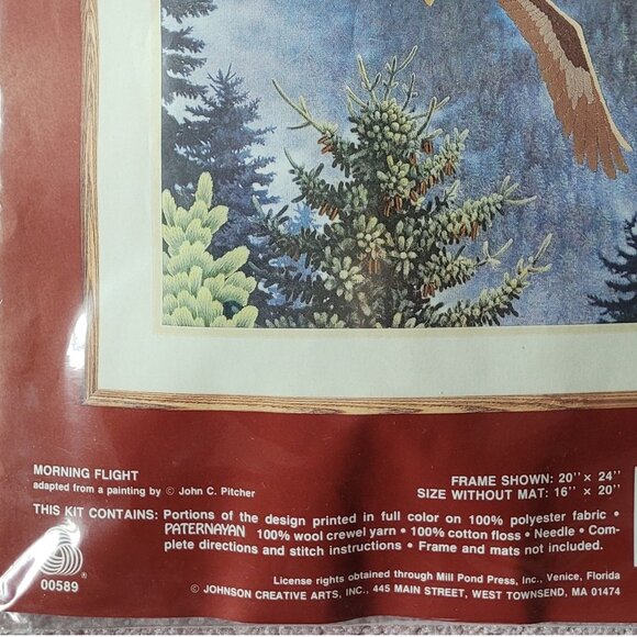 Needle Treasures "Morning Flight" Bald Eagle Stitchery Kit with 100% Wool Yarn - Picture 3 of 3